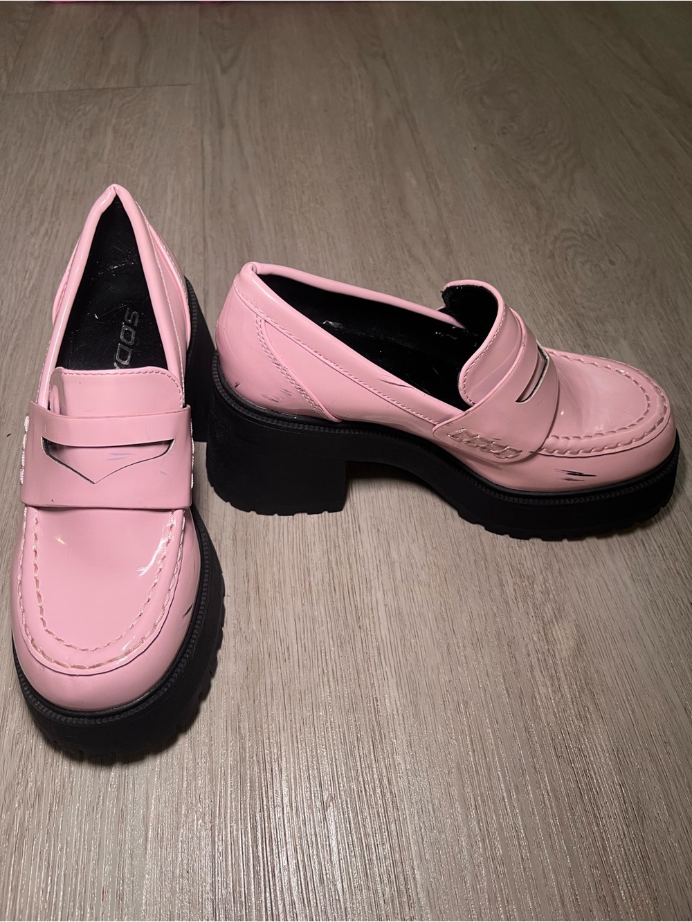 Soda Patent Pink Platform Penny Loafers 6.5